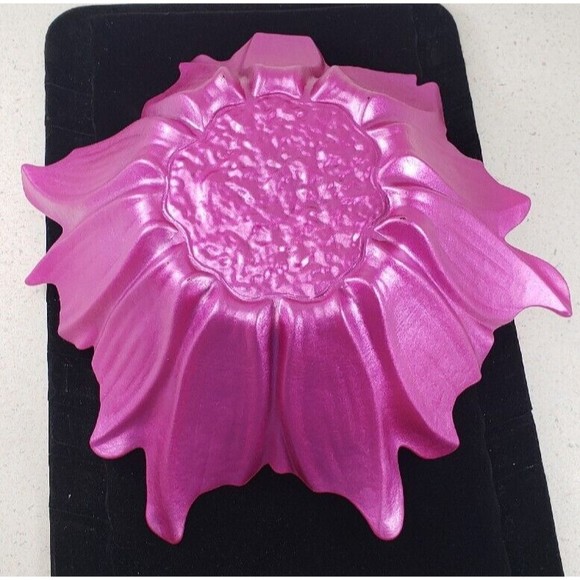 Akcam Turkish Opalescent Fusha  Dark Pink Glass Large Floral Bowl  8.5" NEW - Picture 9 of 9